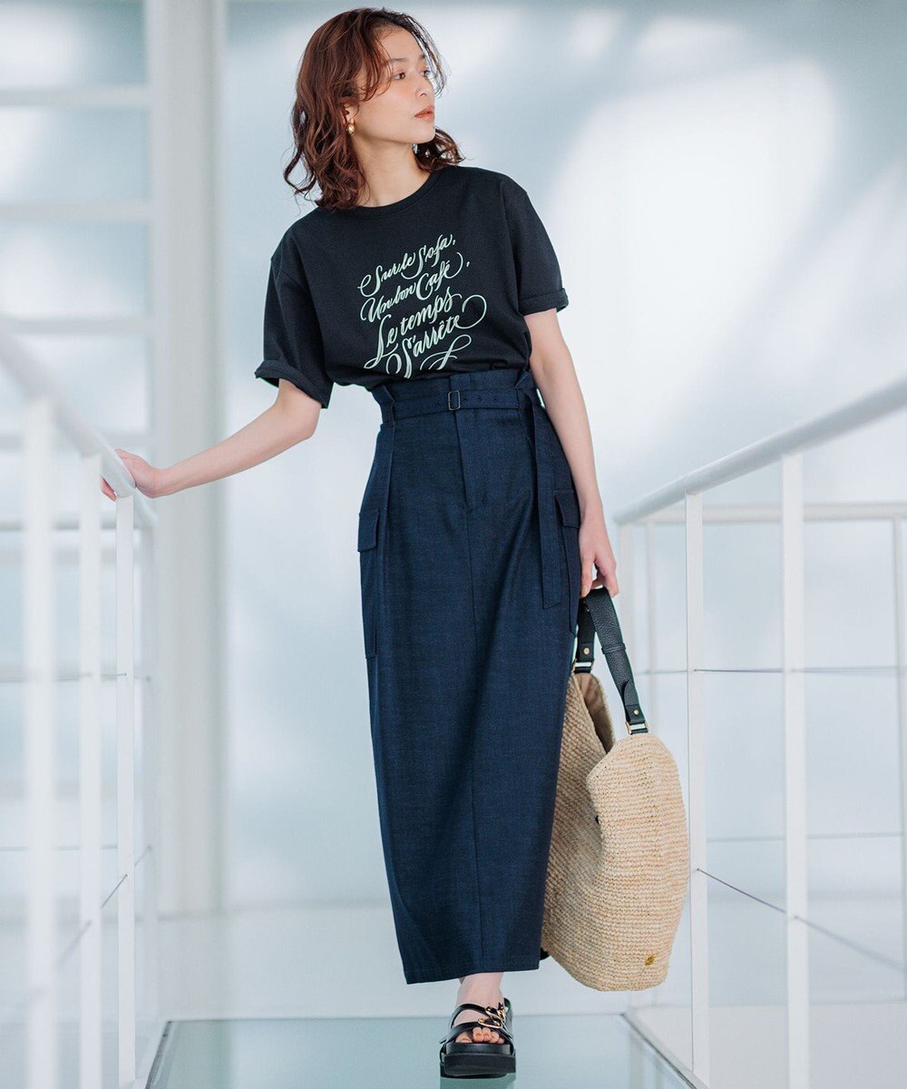 23区 【洗える】デニムライクシャンブレー Iライン スカート 