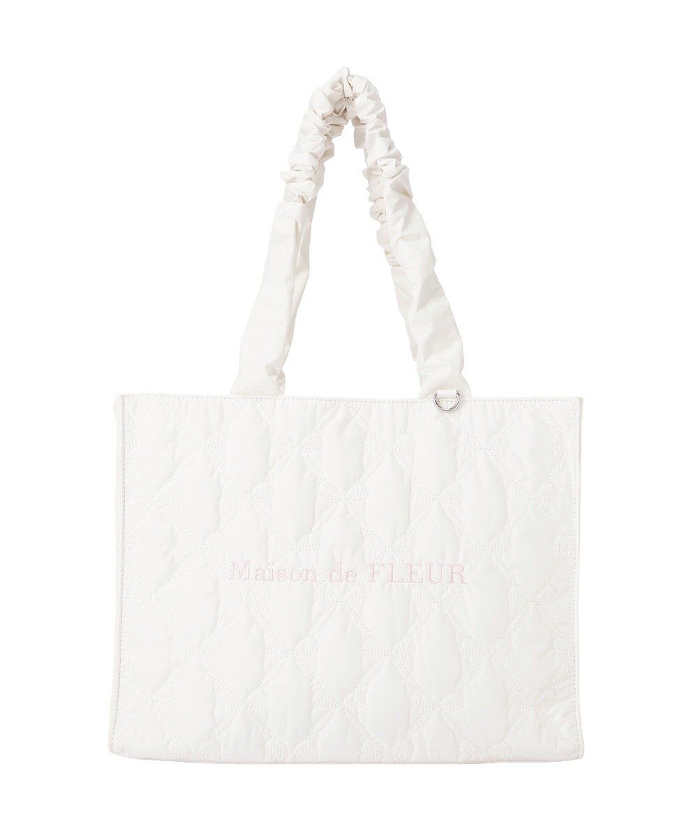 Maison de FLEUR ギャザーハンドルリボンキルティングトート 