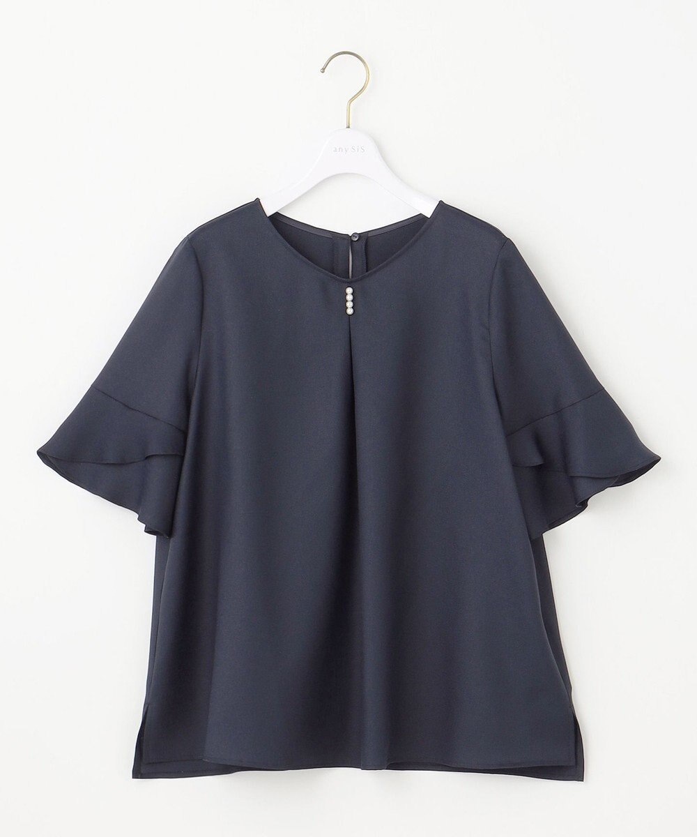 ANY SIS S 【接触冷感・UVカット・速乾】スムージーポリエステル フレアスリーブ ブラウス 