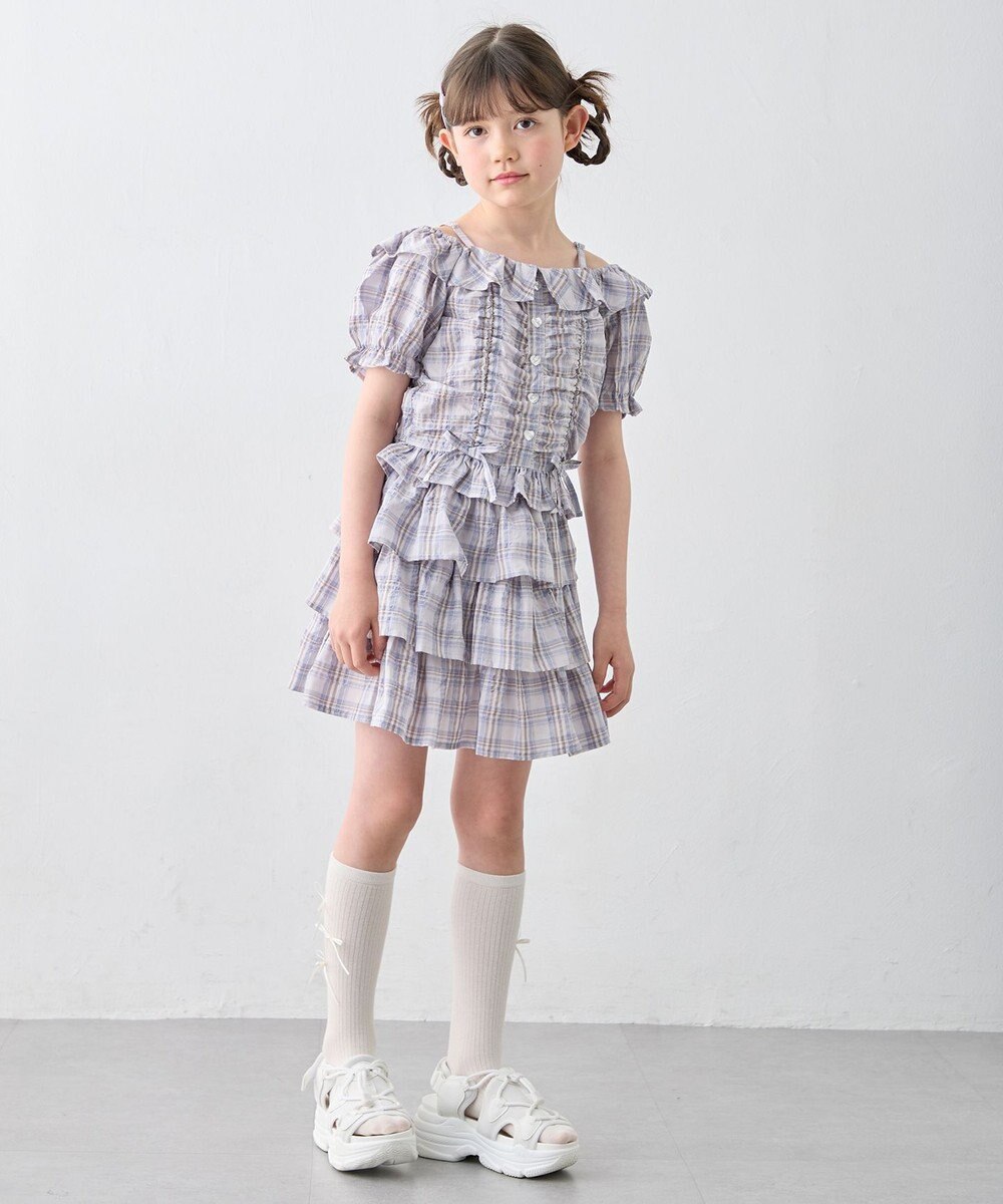 ANY KIDS 【洗濯機可能】2WAY チェックブラウス 