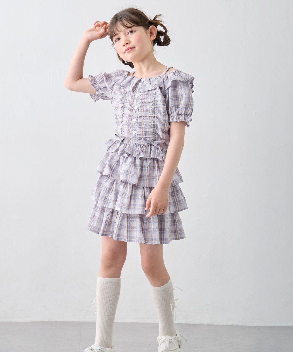 ANY KIDS 【洗濯機可能】2WAY チェックブラウス 