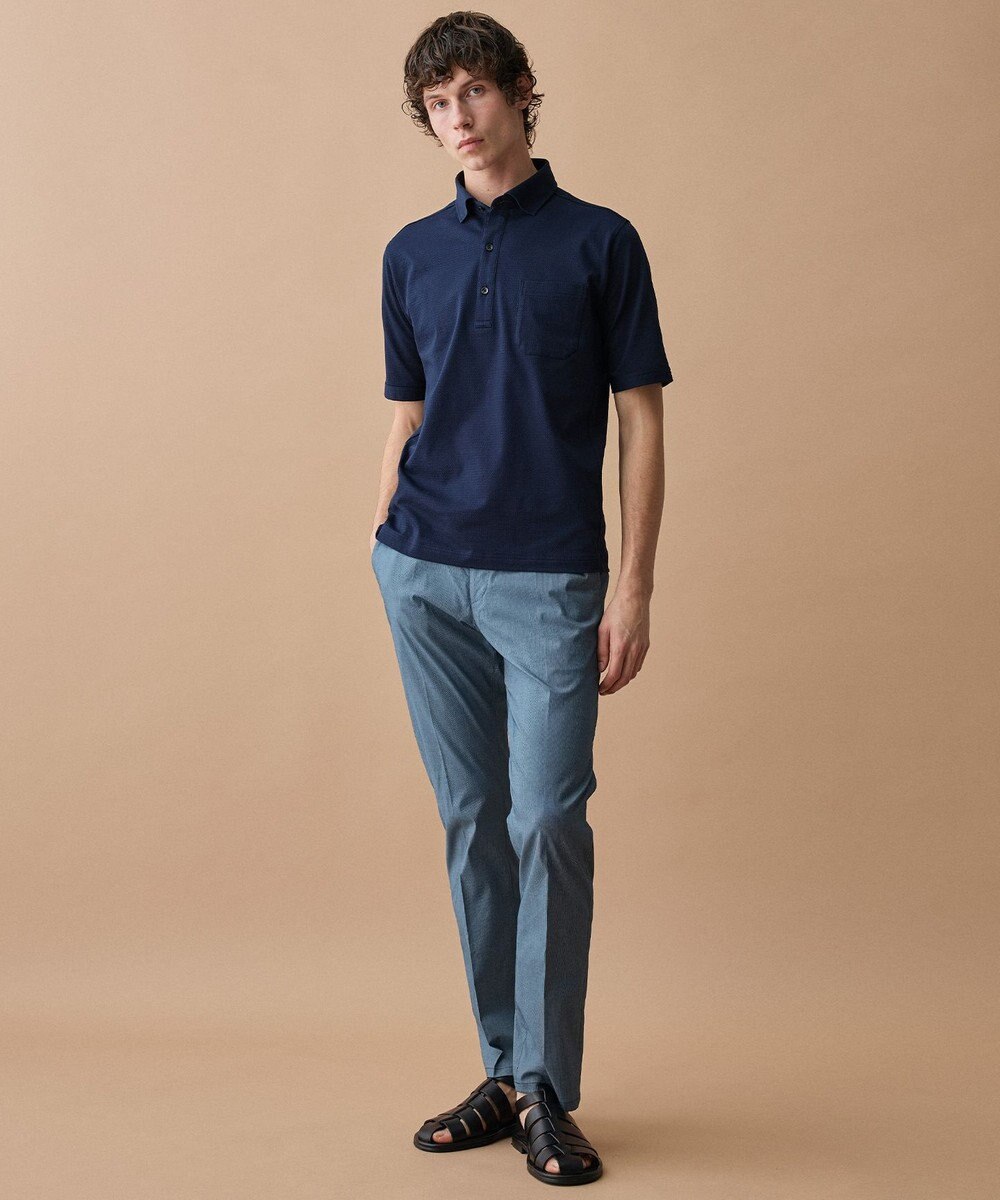 JOSEPH ABBOUD 【オーガニックコットン使用・JAPANファブリック】ミニ千鳥サッカー ポロシャツ 