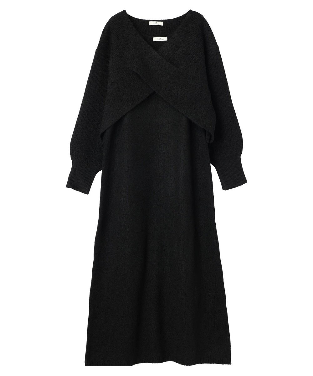 earth music&ecology Ｓｅｔ２点クロスニット＋ノースリーブニットワンピース 