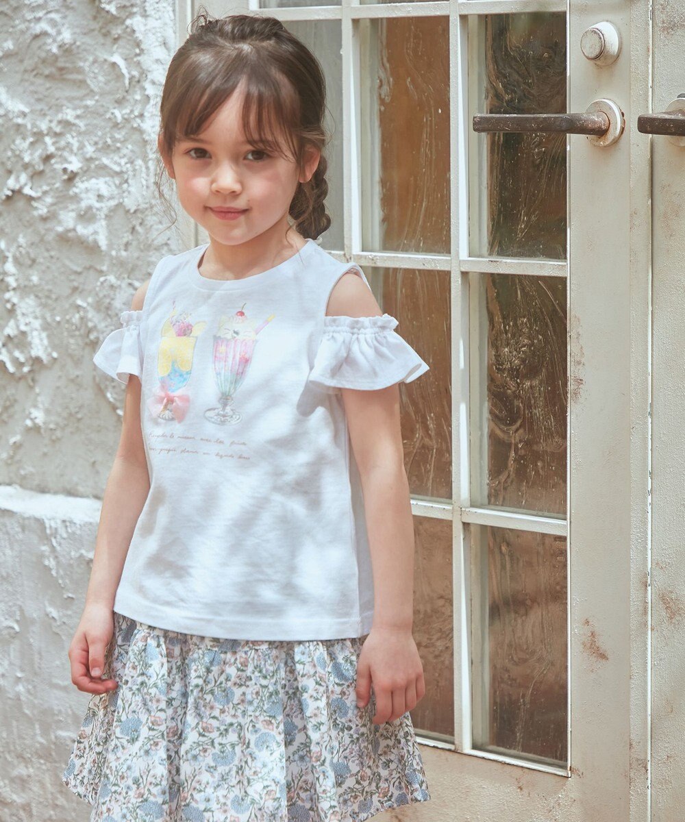 ANY KIDS オンオフショルダーパフェTシャツ 