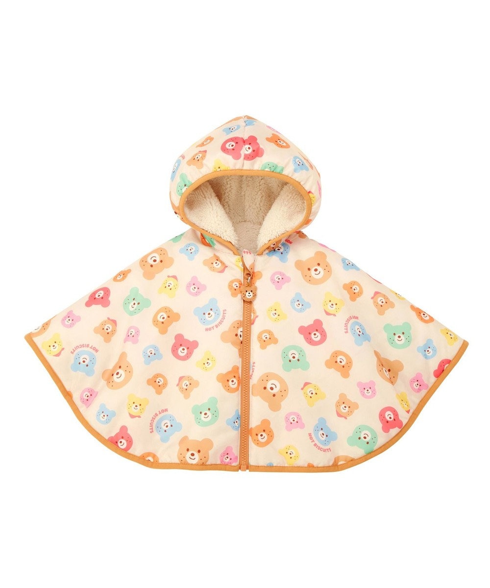 MIKI HOUSE HOT BISCUITS カラフルビーンズ 裏ボアフリース リバーシブル総柄マント 