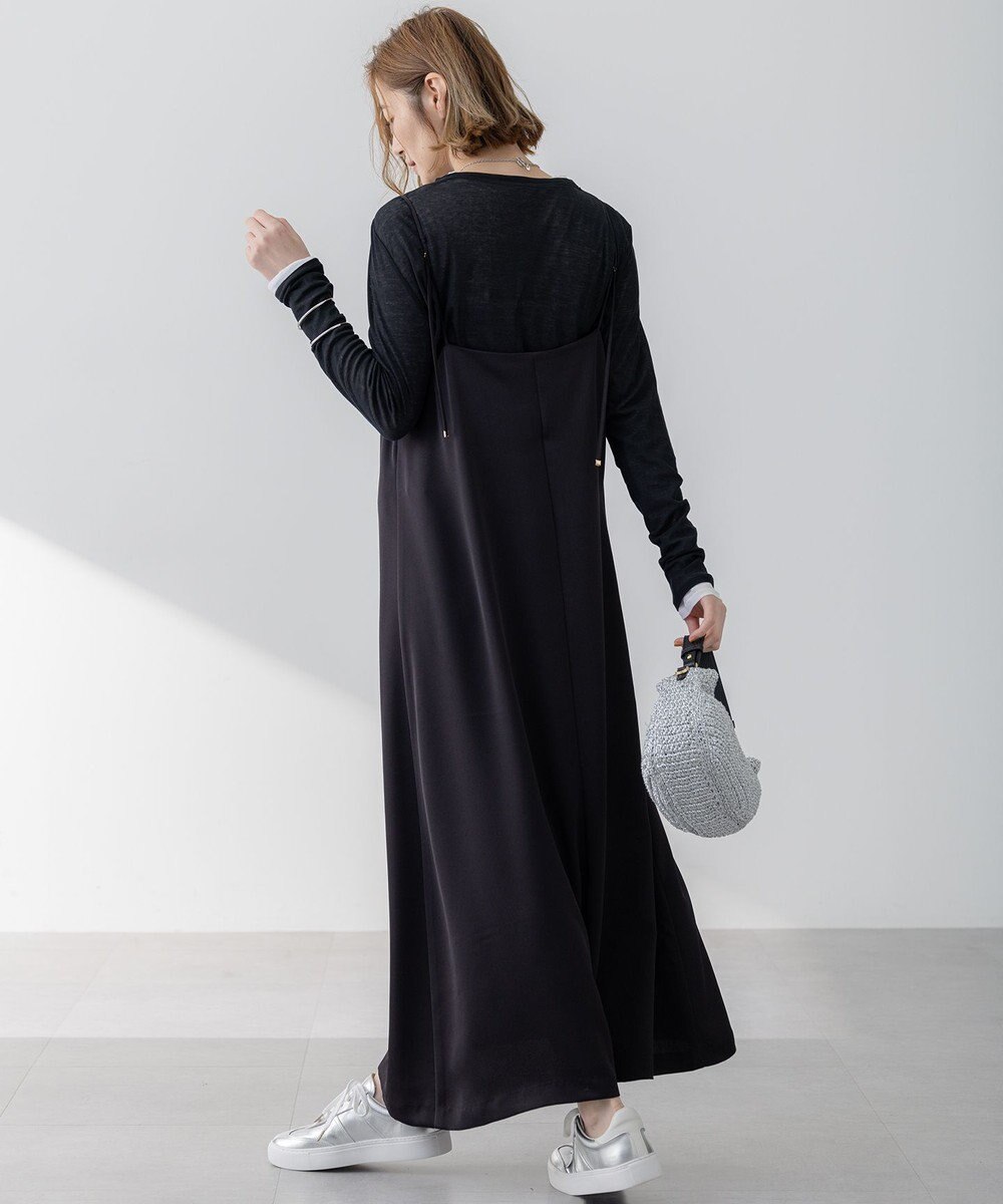 23区 S 【吸水速乾/防シワ/洗える】ジョーゼットサテン キャミソールワンピース 