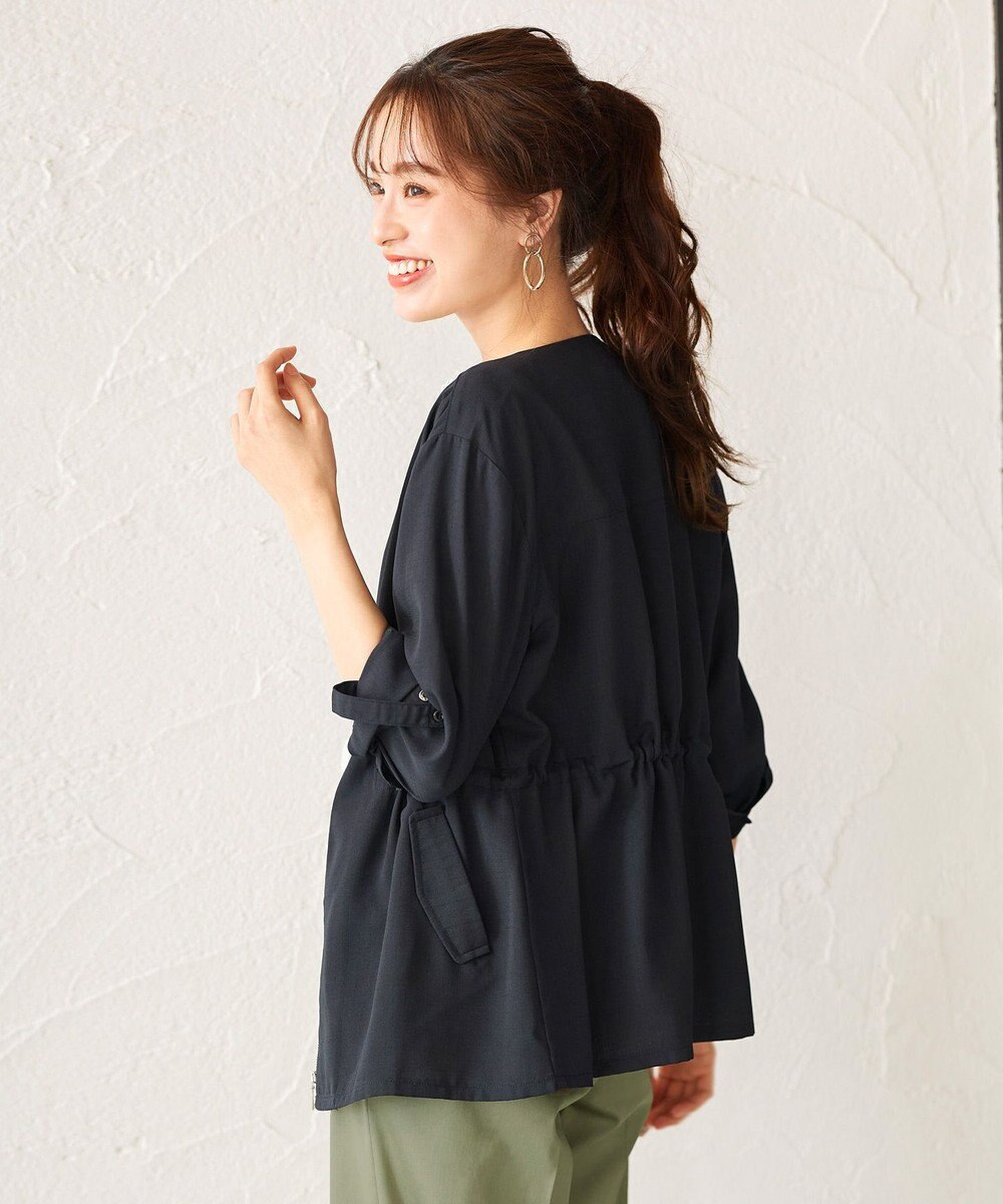 Tiaclasse L 【洗える】シルエットの変化を楽しめる麻調ドロストジャケット 