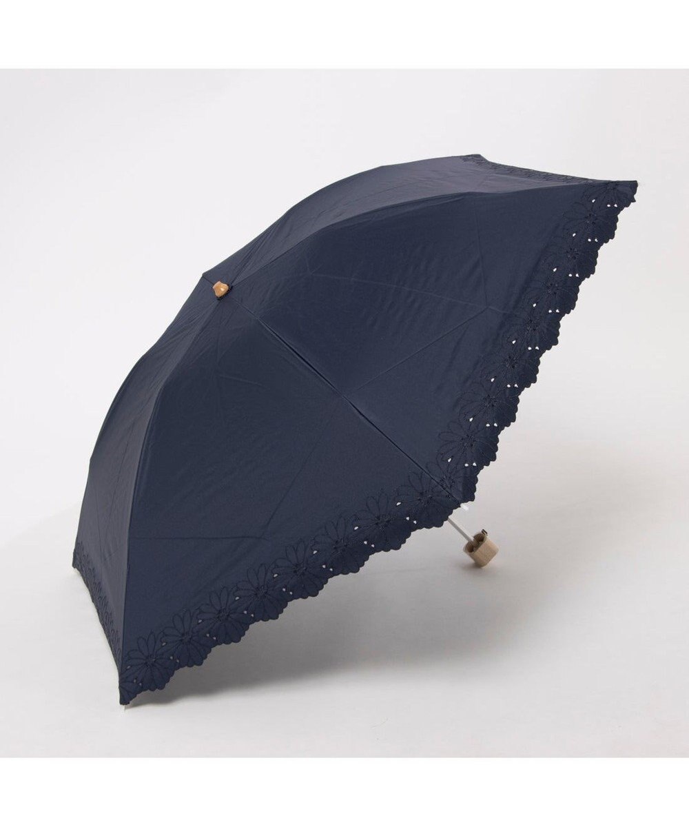 UNBILLION UV カット率99％以上  カシュネ cachenez / PUフラワーポーラー刺繍3段折りたたみ傘 
