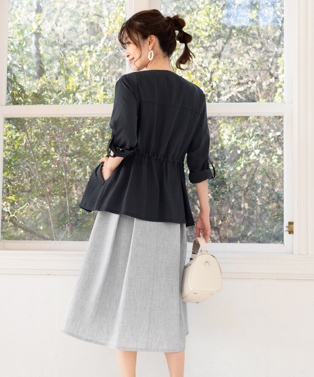 Tiaclasse L 【洗える】シルエットの変化を楽しめる麻調ドロストジャケット 
