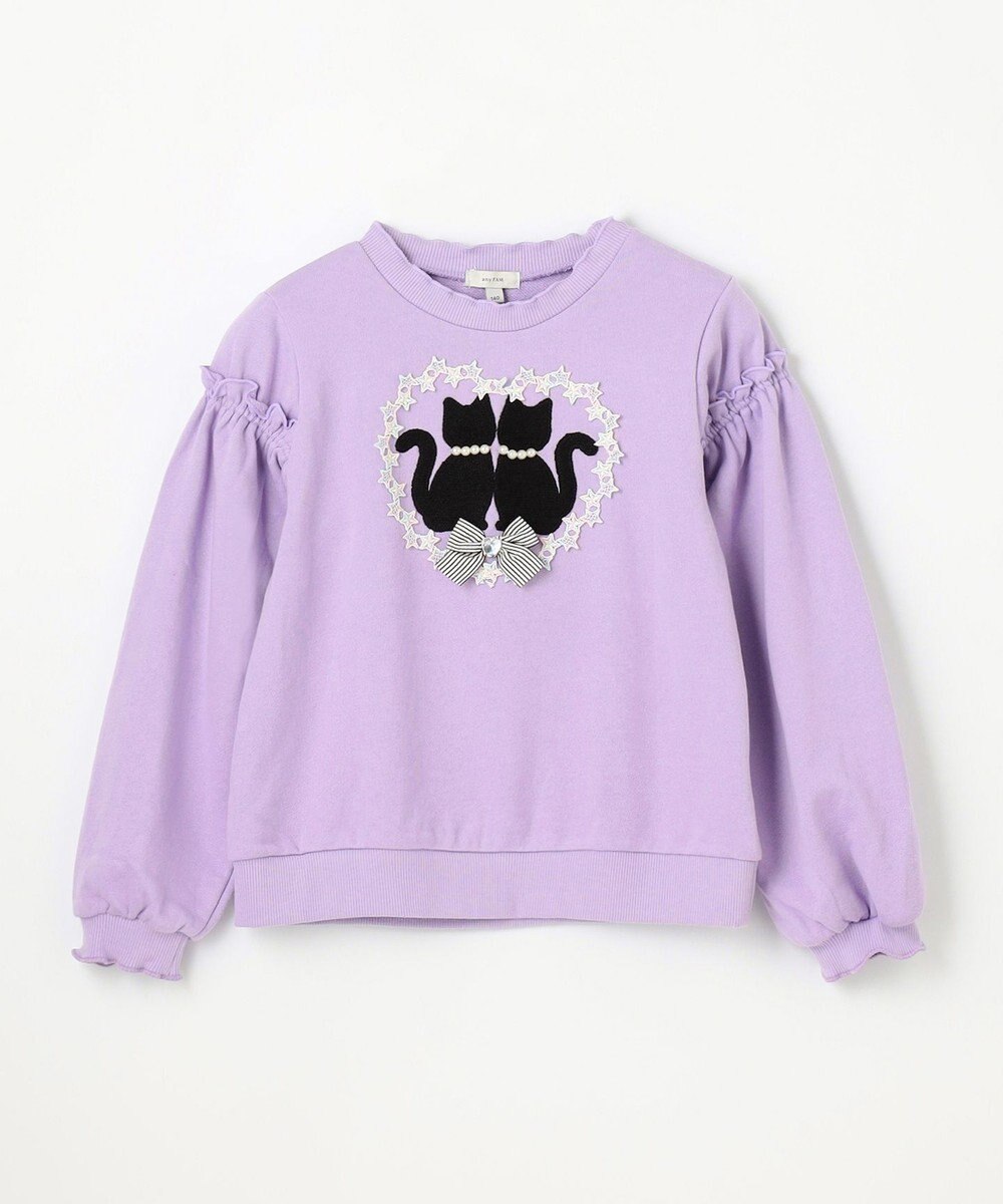 ANY KIDS ネコシルエット裏毛トレーナー 