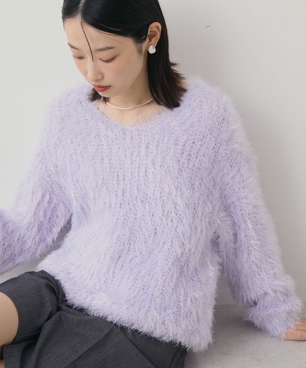 AMERICAN HOLIC Vネックシャギーニットプルオーバー 