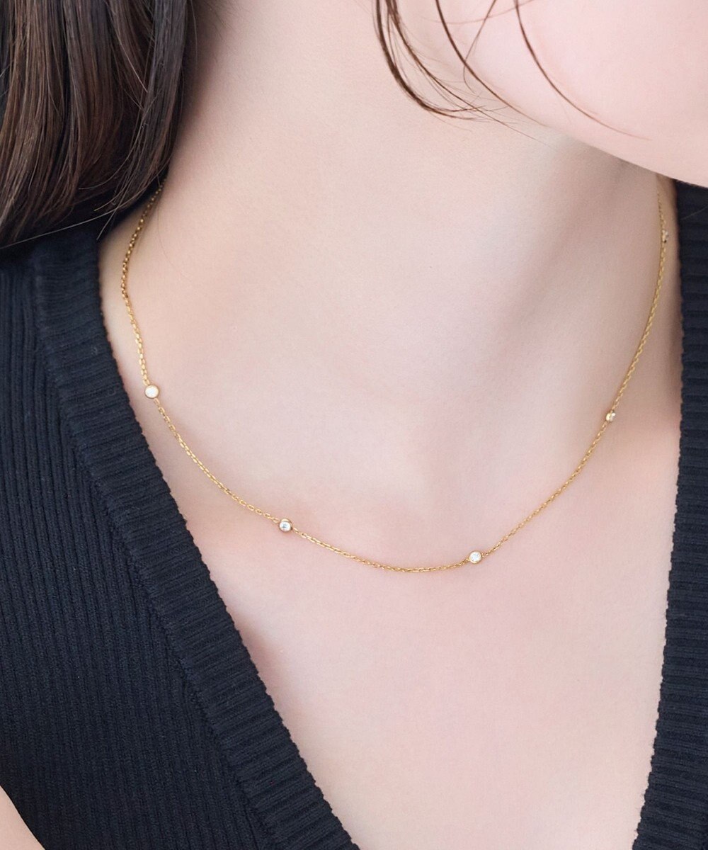 Phoebe 【金属アレルギー対応】ステーションビジューチョーカー/サージカルステンレス/38cm～43cm 