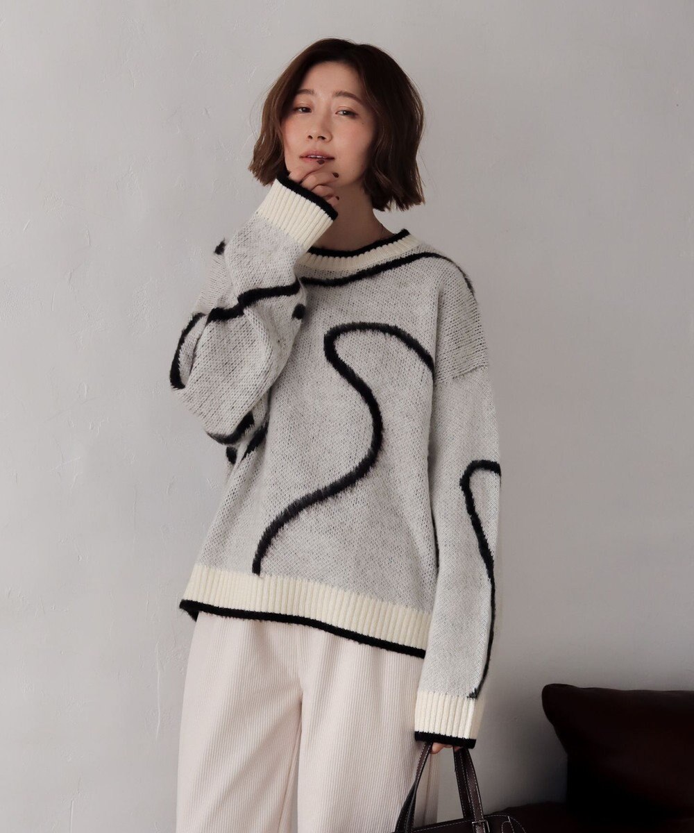WEGO 【25年秋冬新作】ニュアンスライン配色プルオーバー 