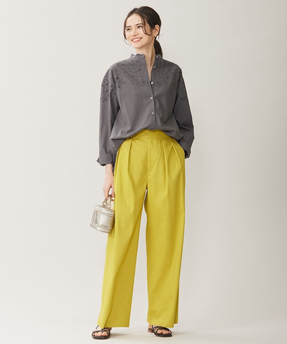 自由区 【洗える】テンセルコットンエンブロイダリーシャツ ブラウス 