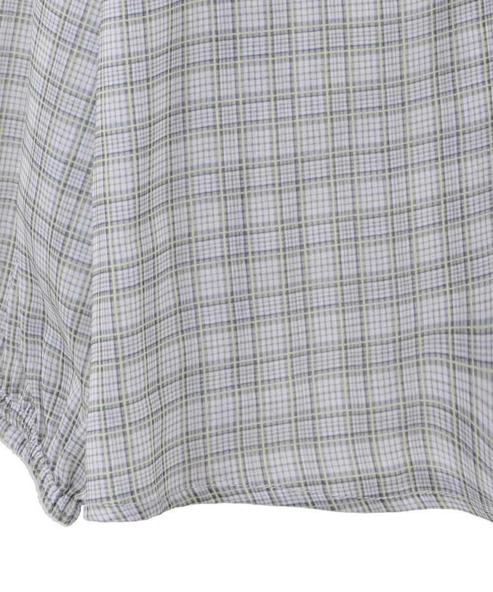 Green Parks チェックシアーフリルブラウス 