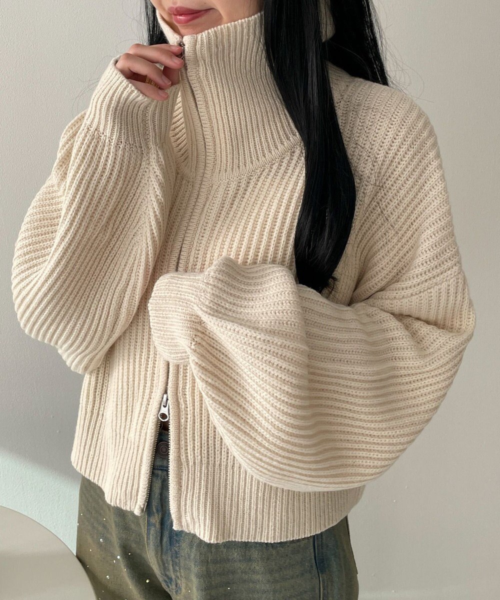 WEGO ダブルジップショートニットブルゾン 