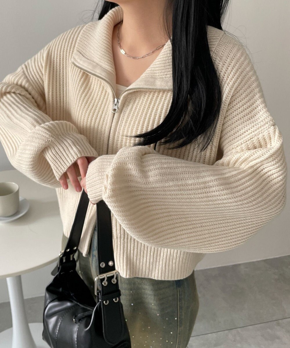 WEGO ダブルジップショートニットブルゾン 