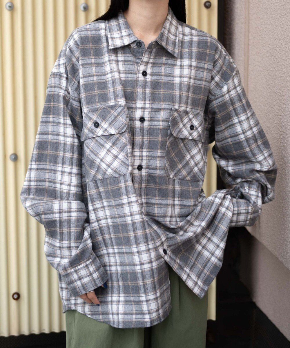 WEGO 【ユニセックス着用ITEM/SMLサイズ展開】チェックネルシャツ 