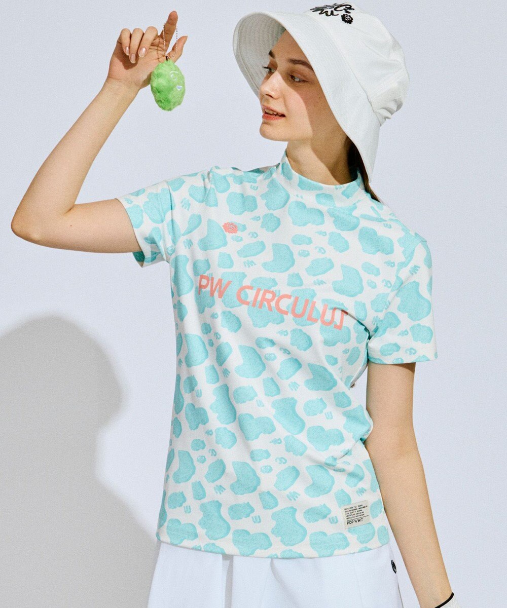 PW CIRCULUS 【永嶋花音プロ着用アイテム】【UV遮蔽率99.5% UVカット / 速乾 / ストレッチ】【WOMEN】アニマルドットモックT ゴルフウェア レディース 
