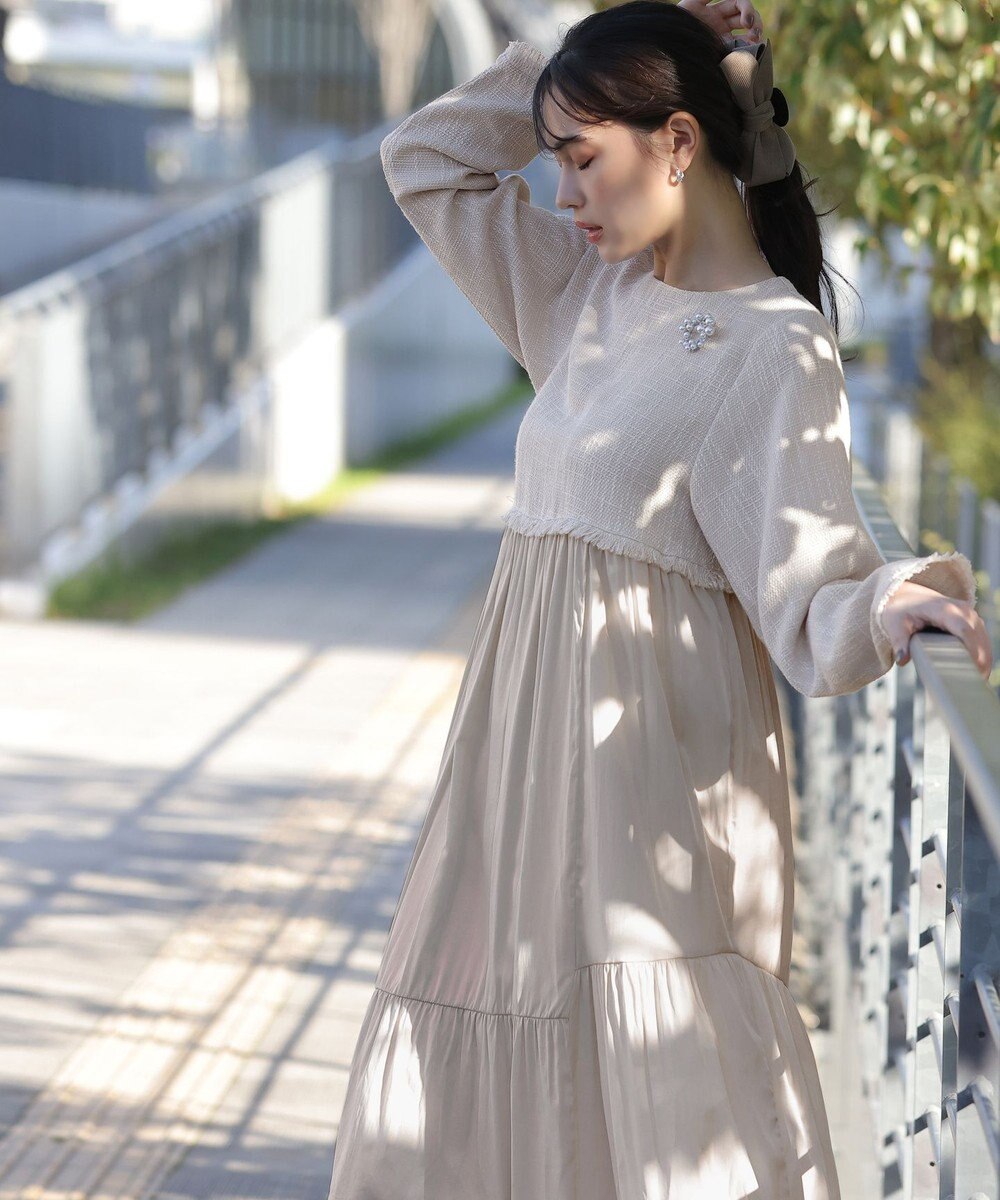 Tiaclasse 【洗える】ドッキングツイードワンピース 