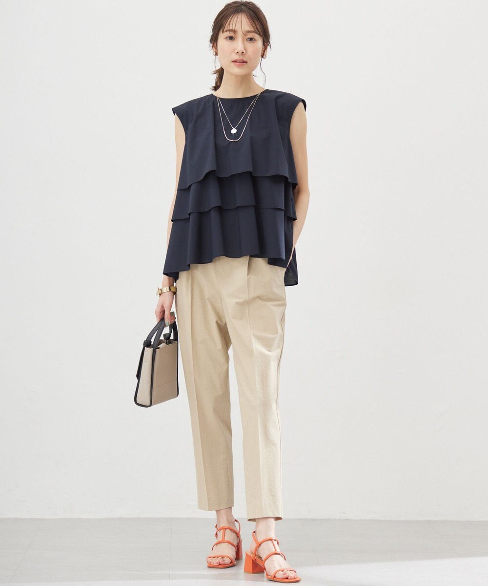 組曲 【WEB限定】コットンレーヨンシャーティングノースリーブ ブラウス 