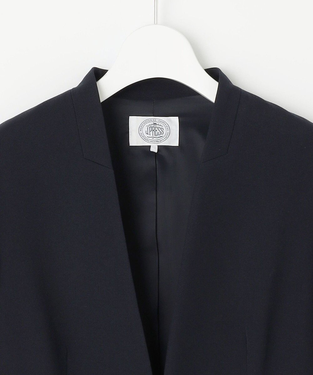 J.PRESS LADIES L 【洗える】T/Rアルガンシルク ノーカラー ジャケット 