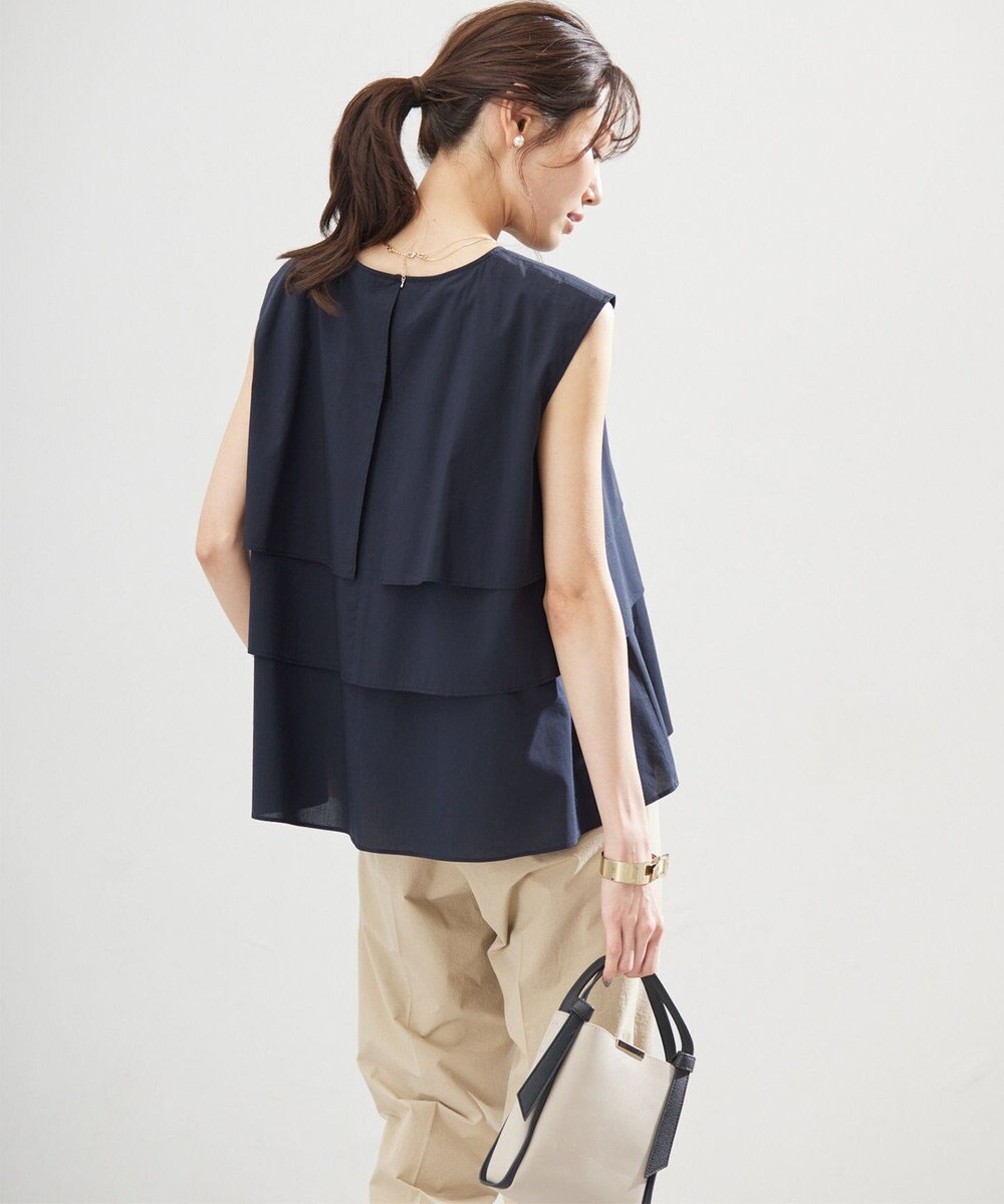 組曲 【WEB限定】コットンレーヨンシャーティングノースリーブ ブラウス 