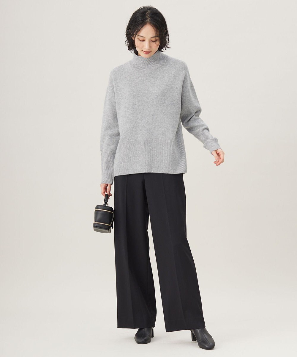 自由区 S 【撥水加工・洗える】TRギャバ裏起毛ワイド パンツ 