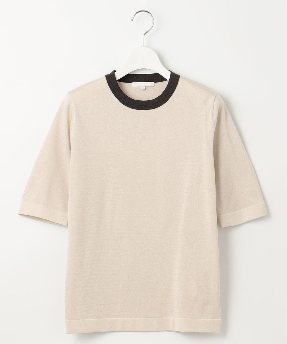 自由区 【アンサンブル対応・洗える】シャインハイゲージ5分袖 ニット 