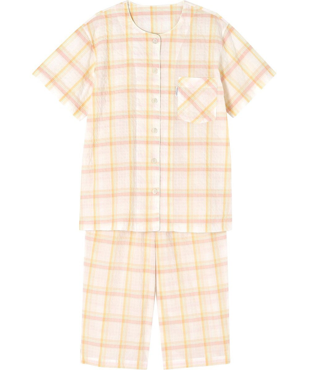 ワコール／睡眠科学 パジャマ 5分袖 半袖 7分丈 綿混(本体) 上下セット 前開き レディース YDT142 睡眠科学／ワコール 