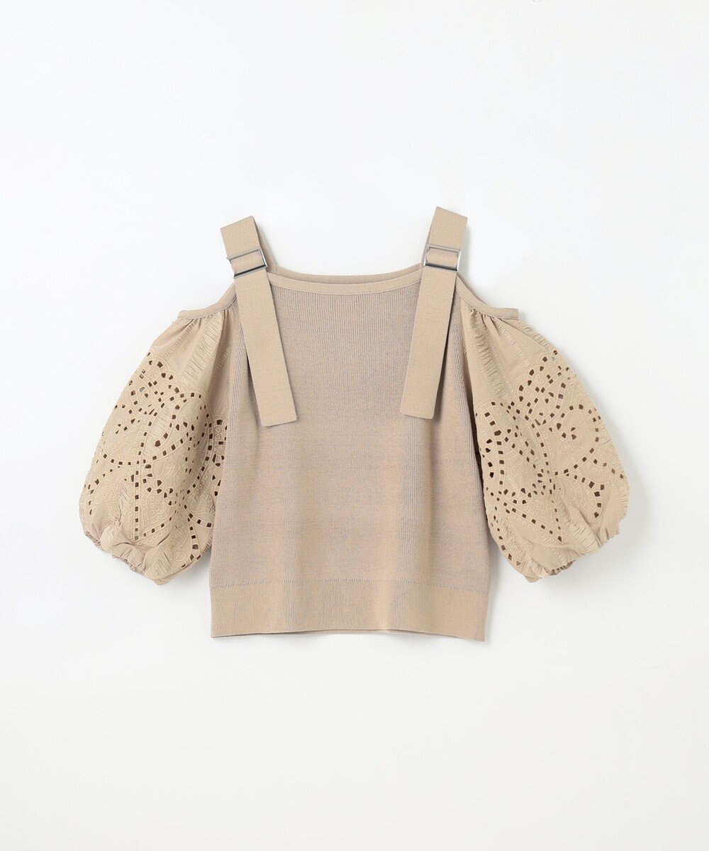 GRACE CONTINENTAL 刺繍パフスリーブニットトップ 