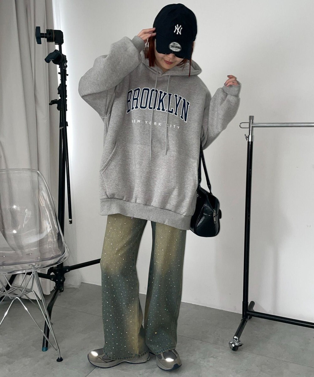 WEGO 【裏起毛】BROOKLYNロゴビッグパーカー 