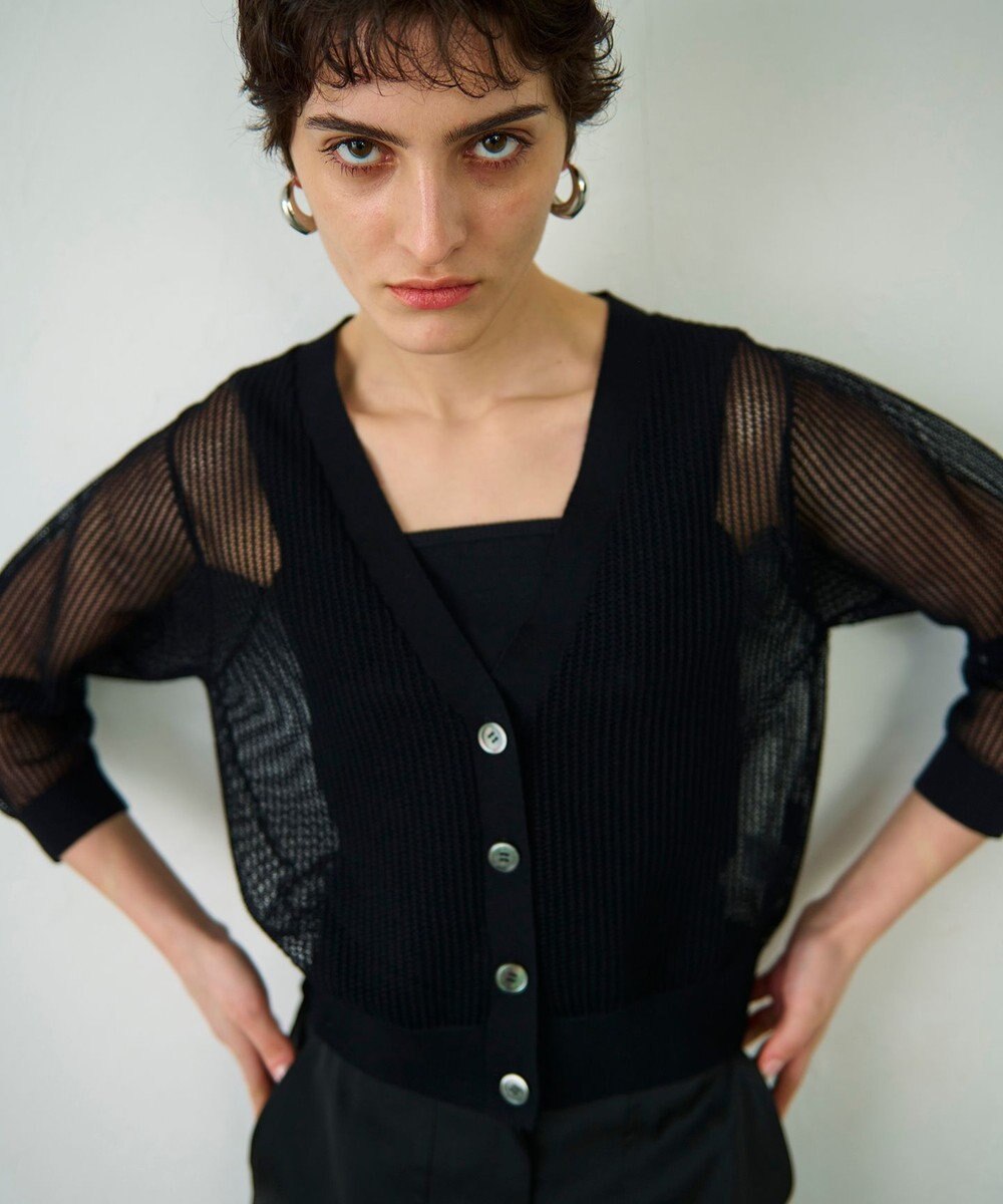 GRACE CONTINENTAL メッシュニットカーディガン 