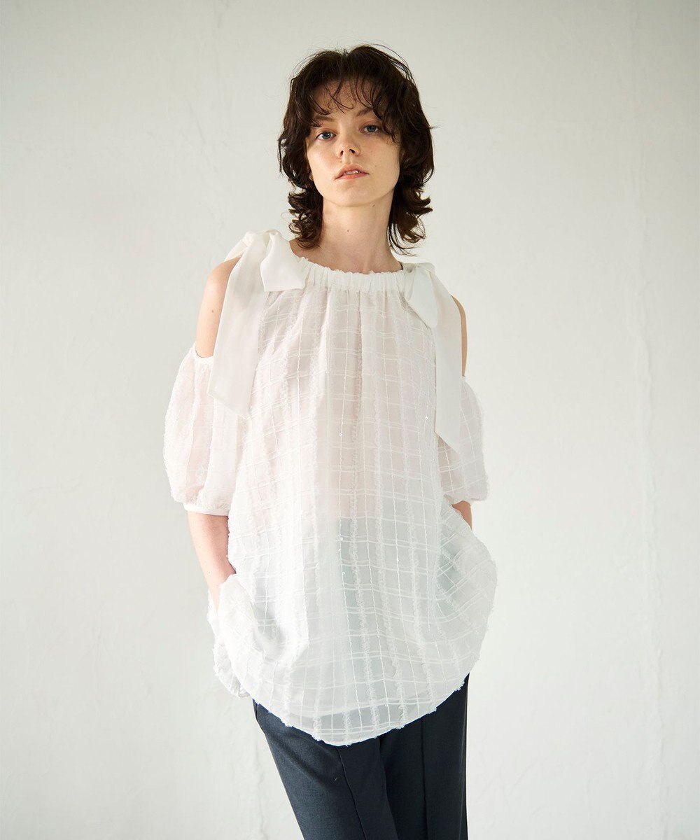 GRACE CONTINENTAL チュールフリルフレアトップ 