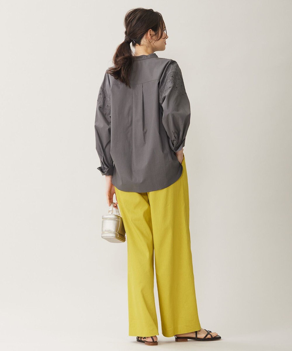 自由区 【洗える】テンセルコットンエンブロイダリーシャツ ブラウス 