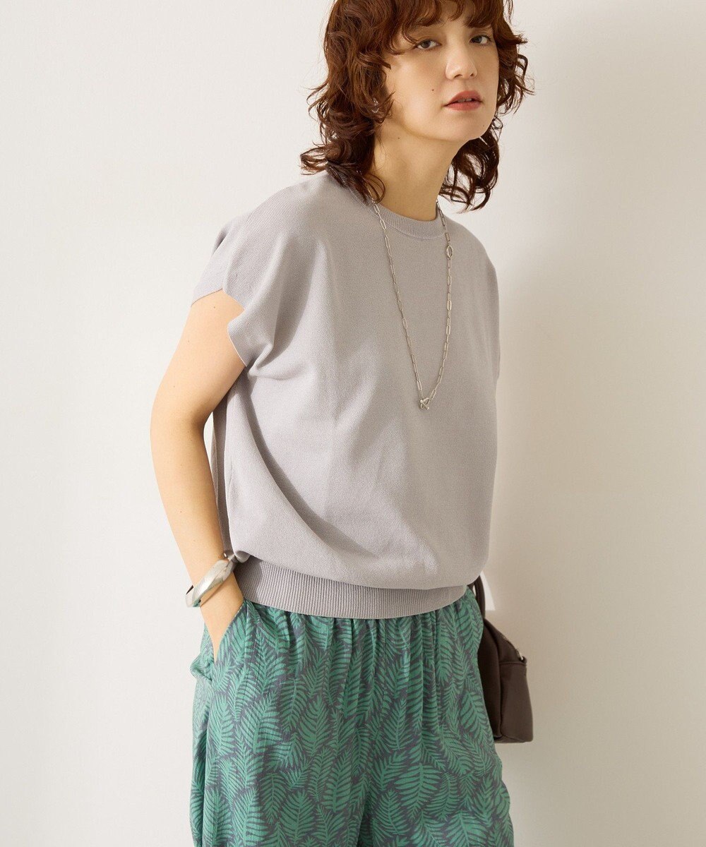 AMERICAN HOLIC 【WEB限定】接触冷感ラメフレンチスリーブニットプルオーバー 