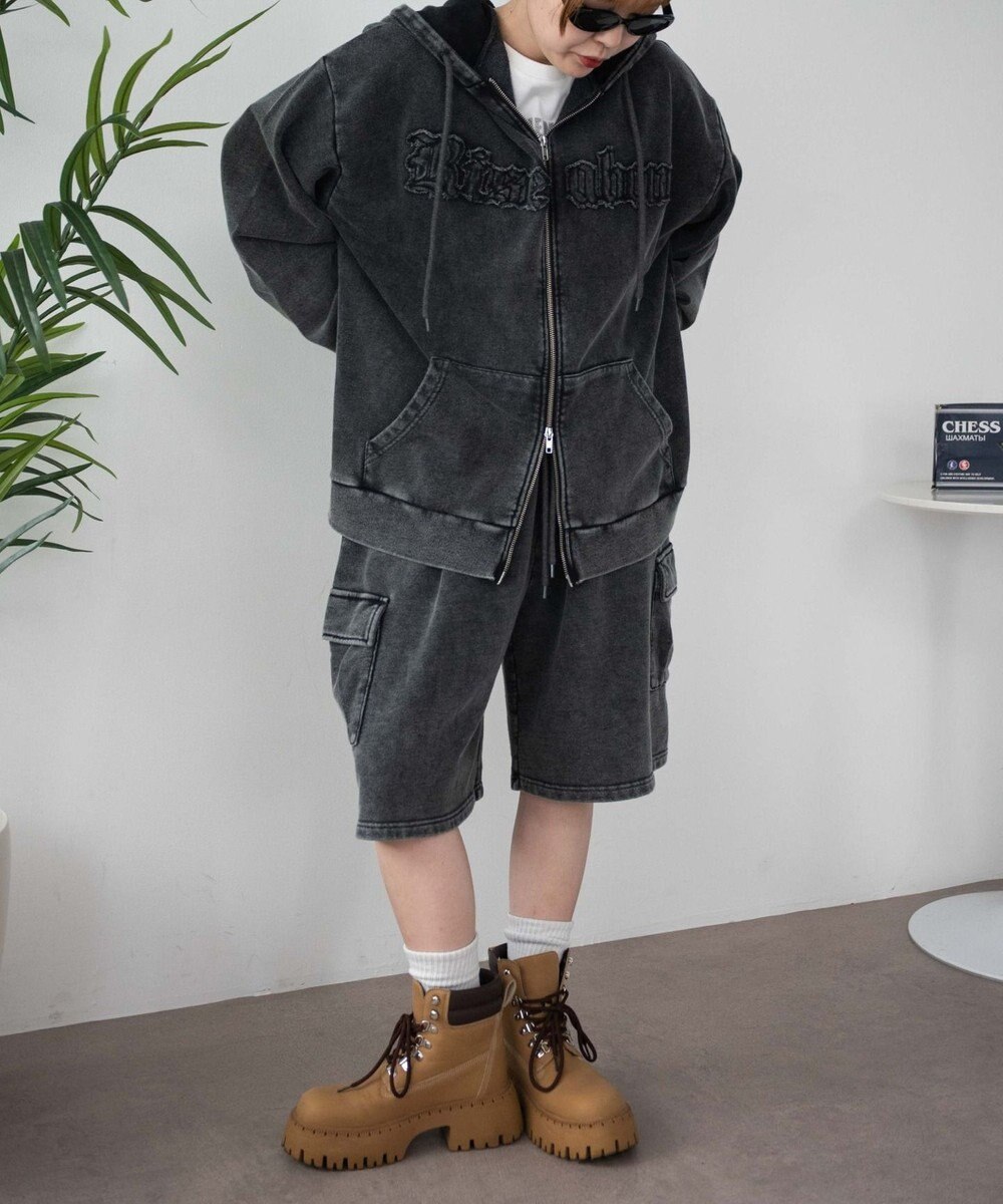 WEGO ロゴヴィンテージウォッシュジップパーカー 