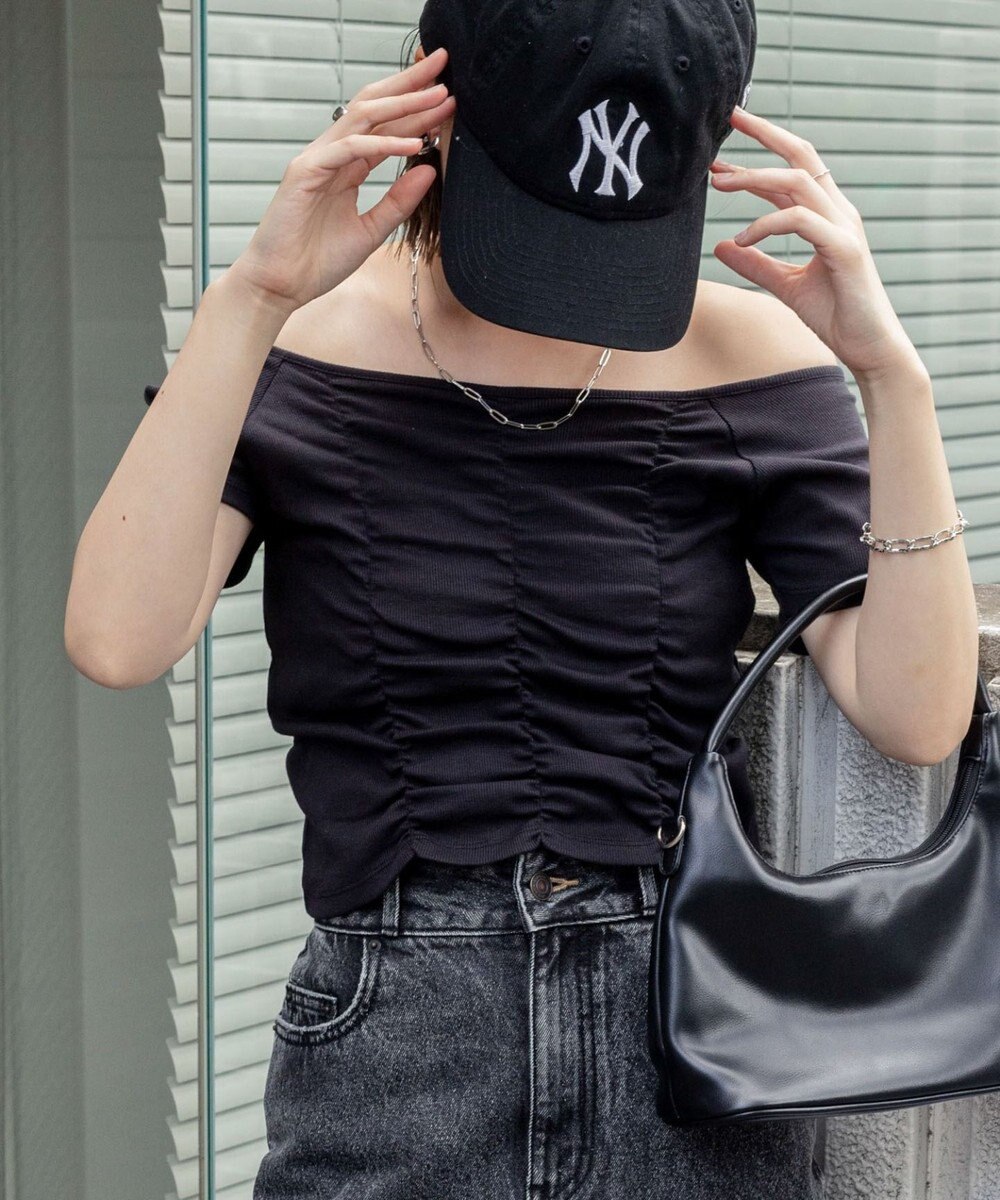 WEGO 2WAYシャーリングオフショルT 