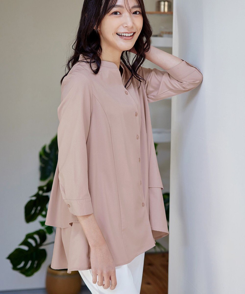 Tiaclasse L 【洗える】バックタックフレアチュニック 