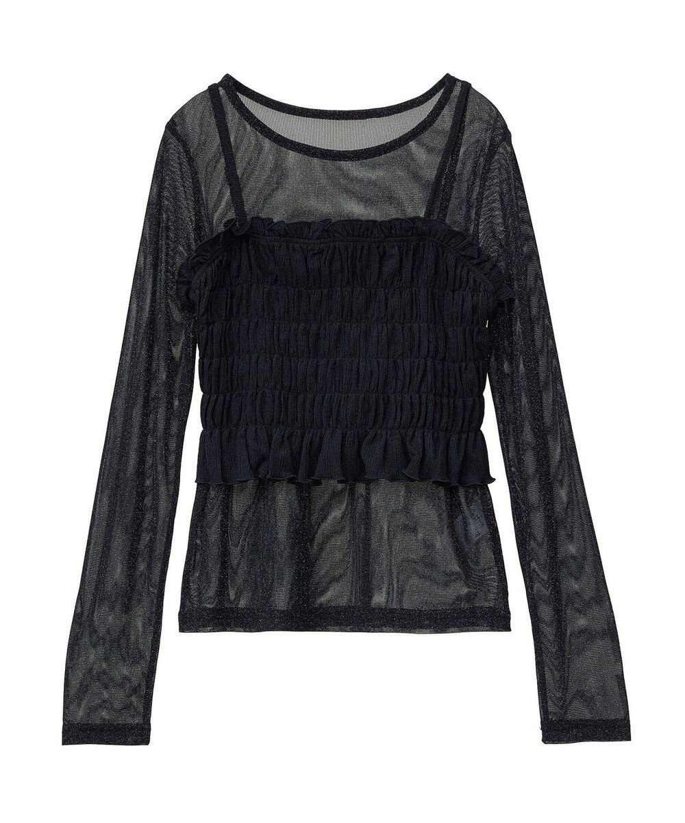 Green Parks ＳＥＴ２点　シャーリングビスチェ＋メッシュインナー 