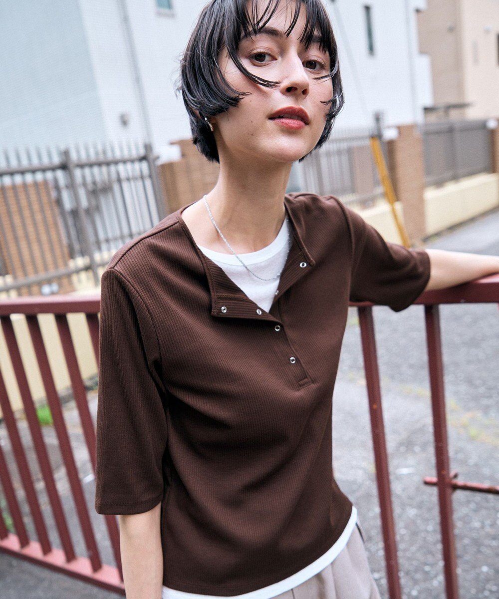 ANY L フェイクレイヤード半袖プルオーバー 