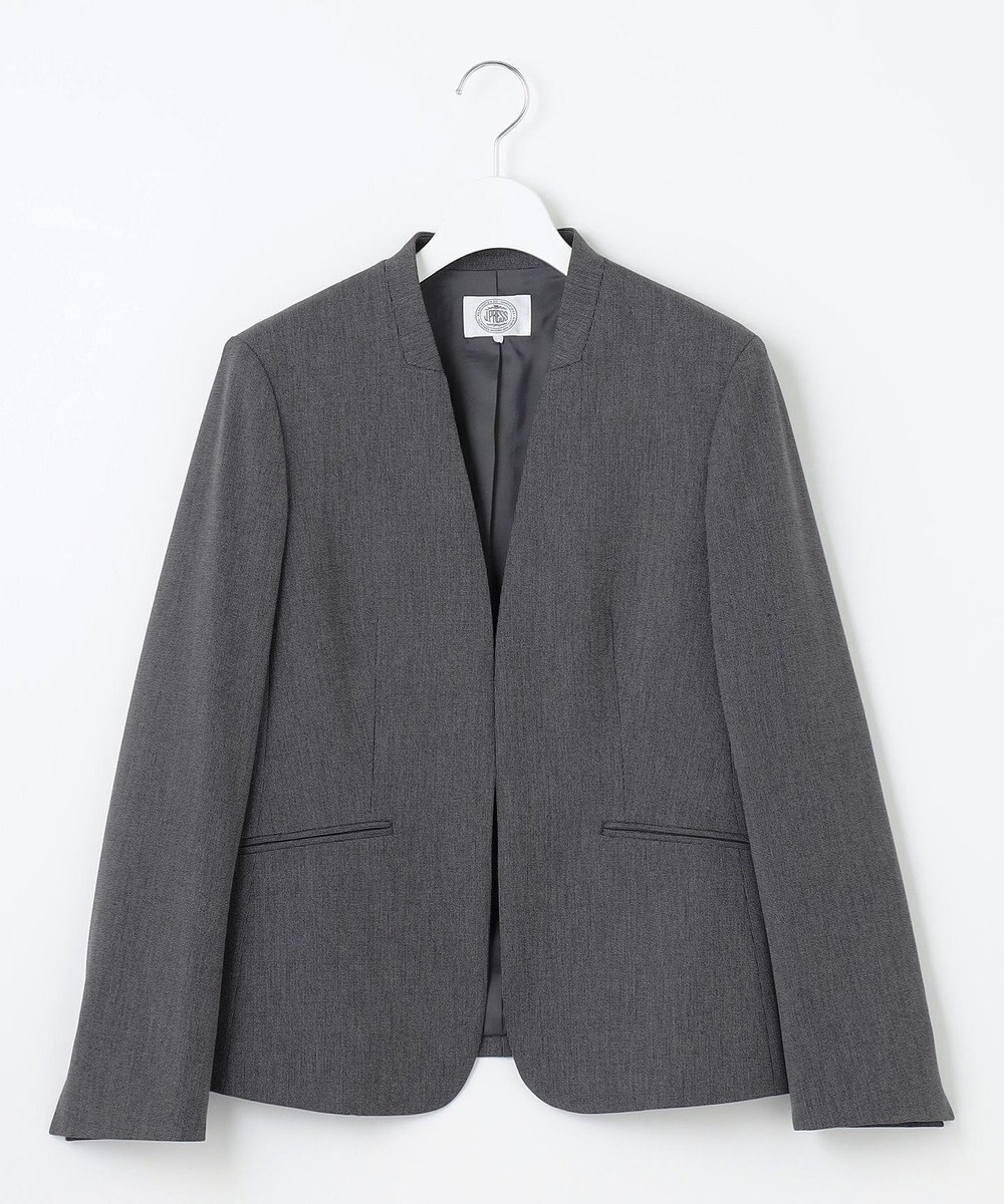 J.PRESS LADIES L 【洗える】T/Rアルガンシルク ノーカラー ジャケット 