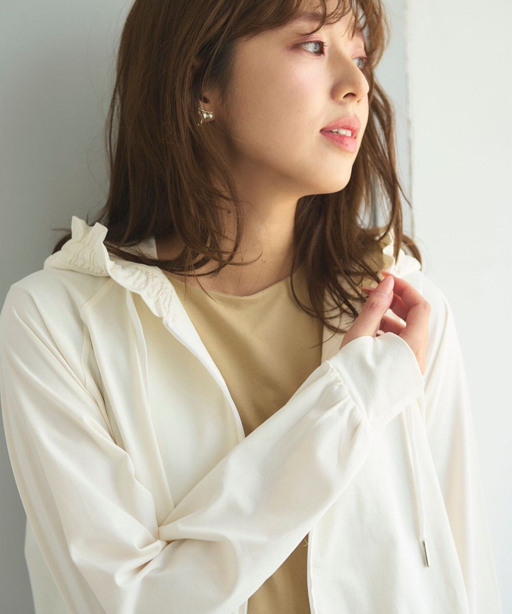 Feroux 【接触冷感・UVカット・吸水速乾】ラッシュガードフリル パーカー 