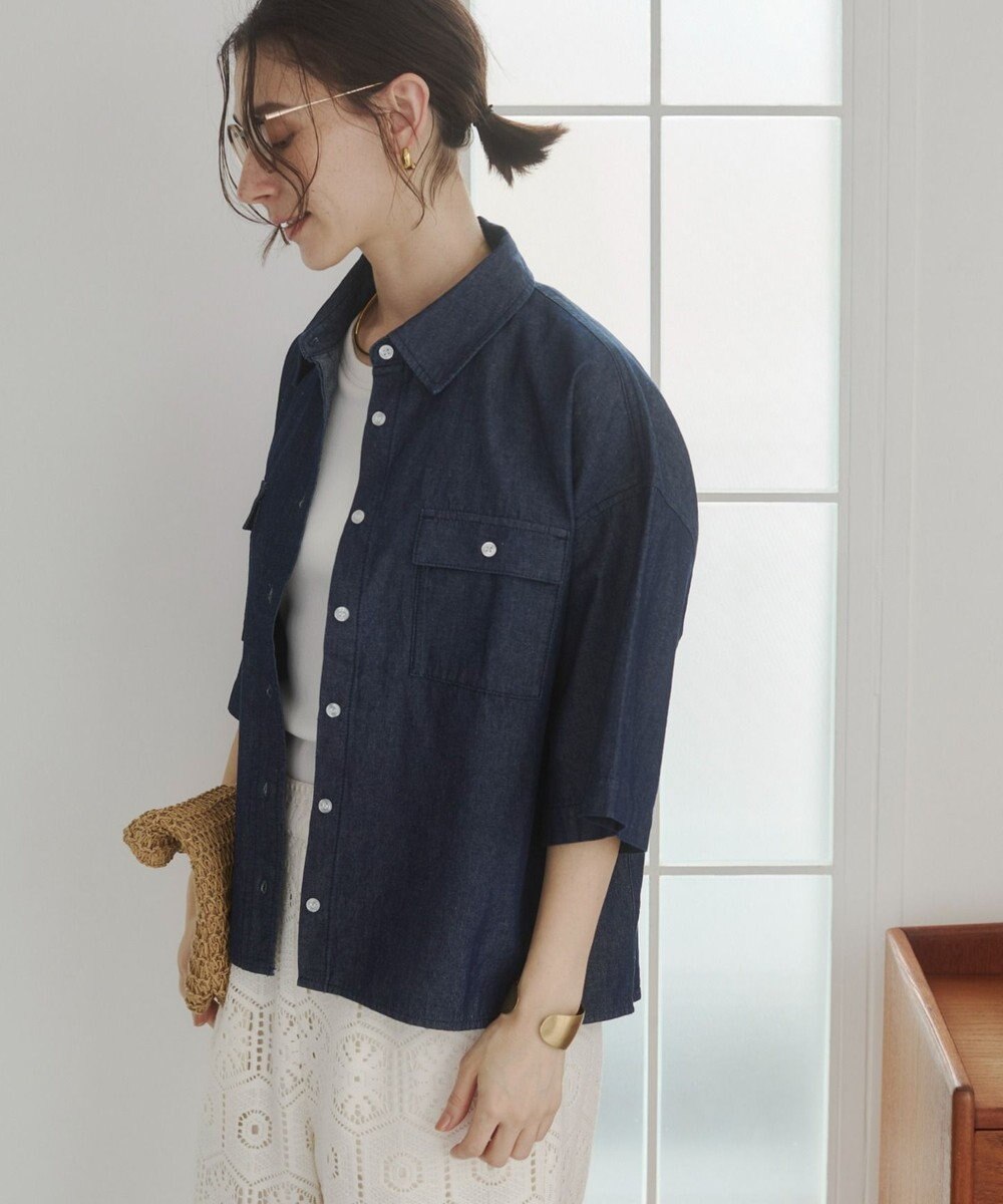 WEGO 【ANGIE VINTAGE】オーバーサイズデニム半袖シャツ 