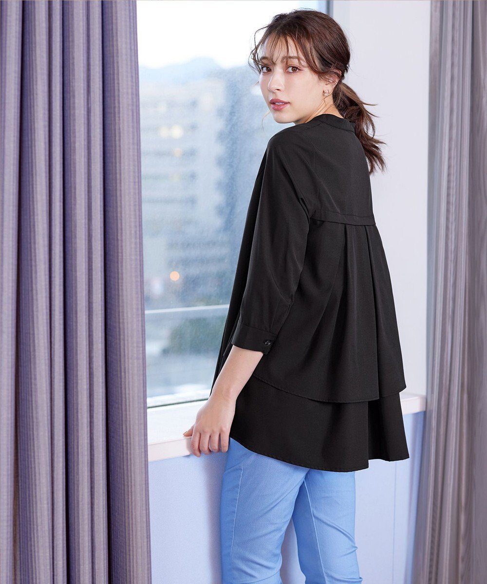 Tiaclasse L 【洗える】バックタックフレアチュニック 