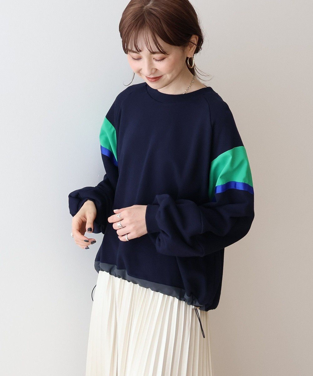 AMERICAN HOLIC 異素材ドロストラインスウェット 