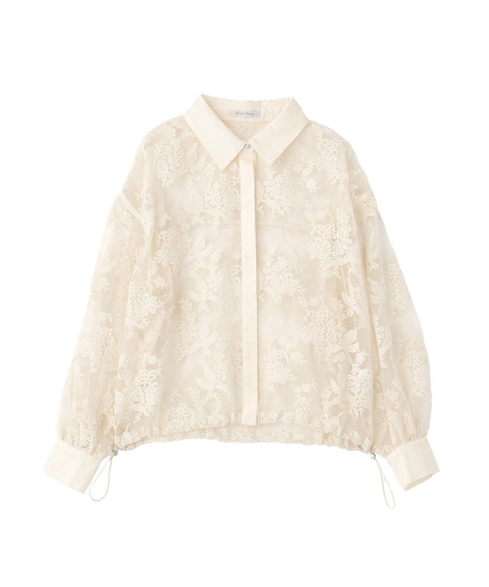 Green Parks オーガン刺繍比翼シャツ 
