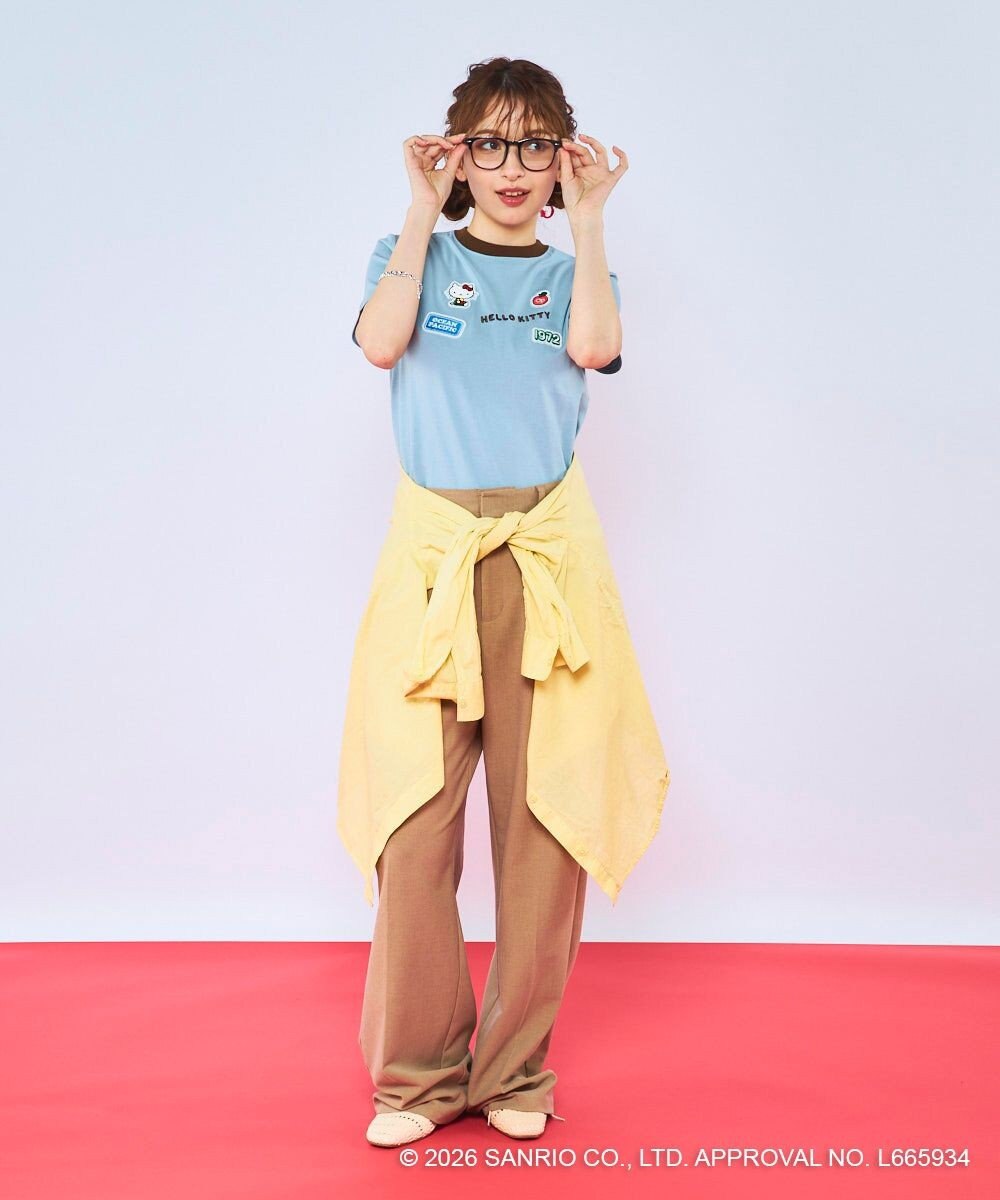 OP／FILA 【Ocean Pacific×ハローキティ】ワッペンリンガーチビTシャツ 