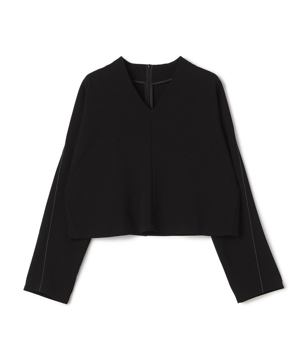 BEIGE， RUE / ドライタッチVネック配色ステッチブラウス 