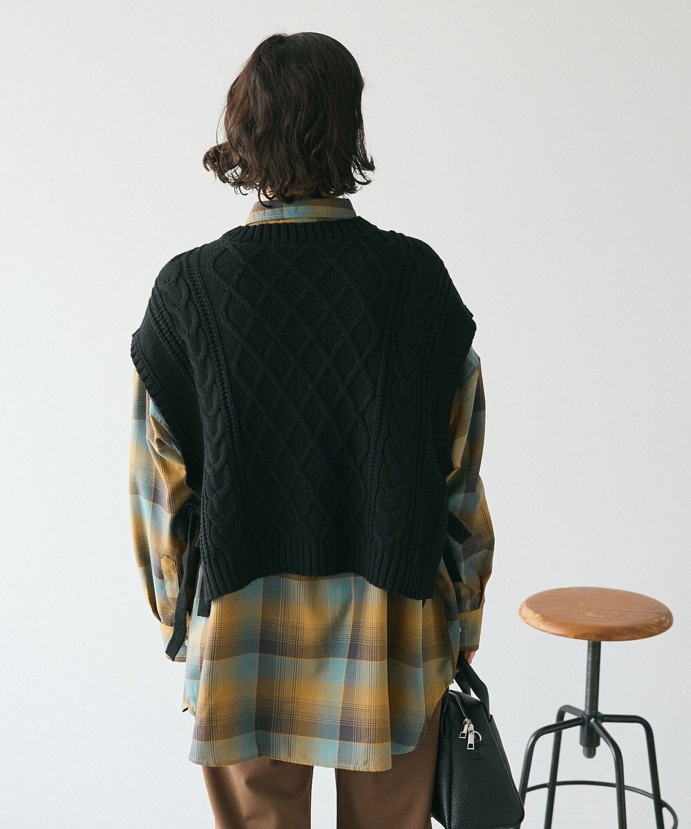 CRAFT STANDARD BOUTIQUE 洗える/2WAYケーブルニットリボンベスト 